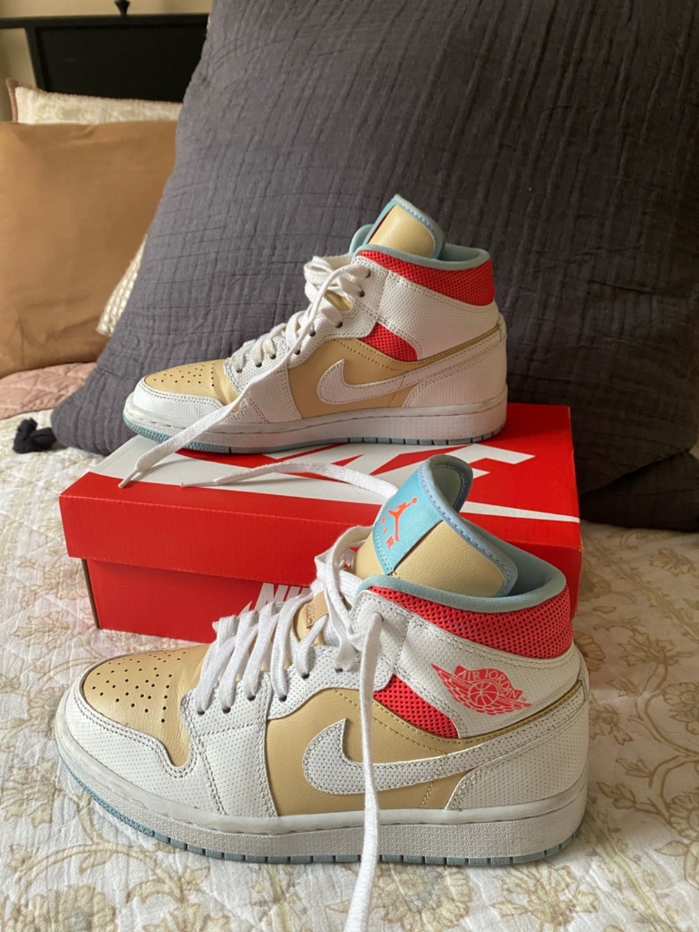 Nike Air Jordan 1 Mid SE Sesame White Sneakers — Women’s 8 - Picture 5 of 10